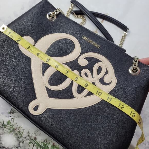 Love Moschino Black Heart Love Script Tote with Chain - Picture 10 of 16